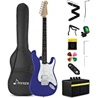 Donner Kit de guitarra eléctrica de tamaño completo de 39 pulgadas con amplificador- bolsa- capo- correa- cuerda…